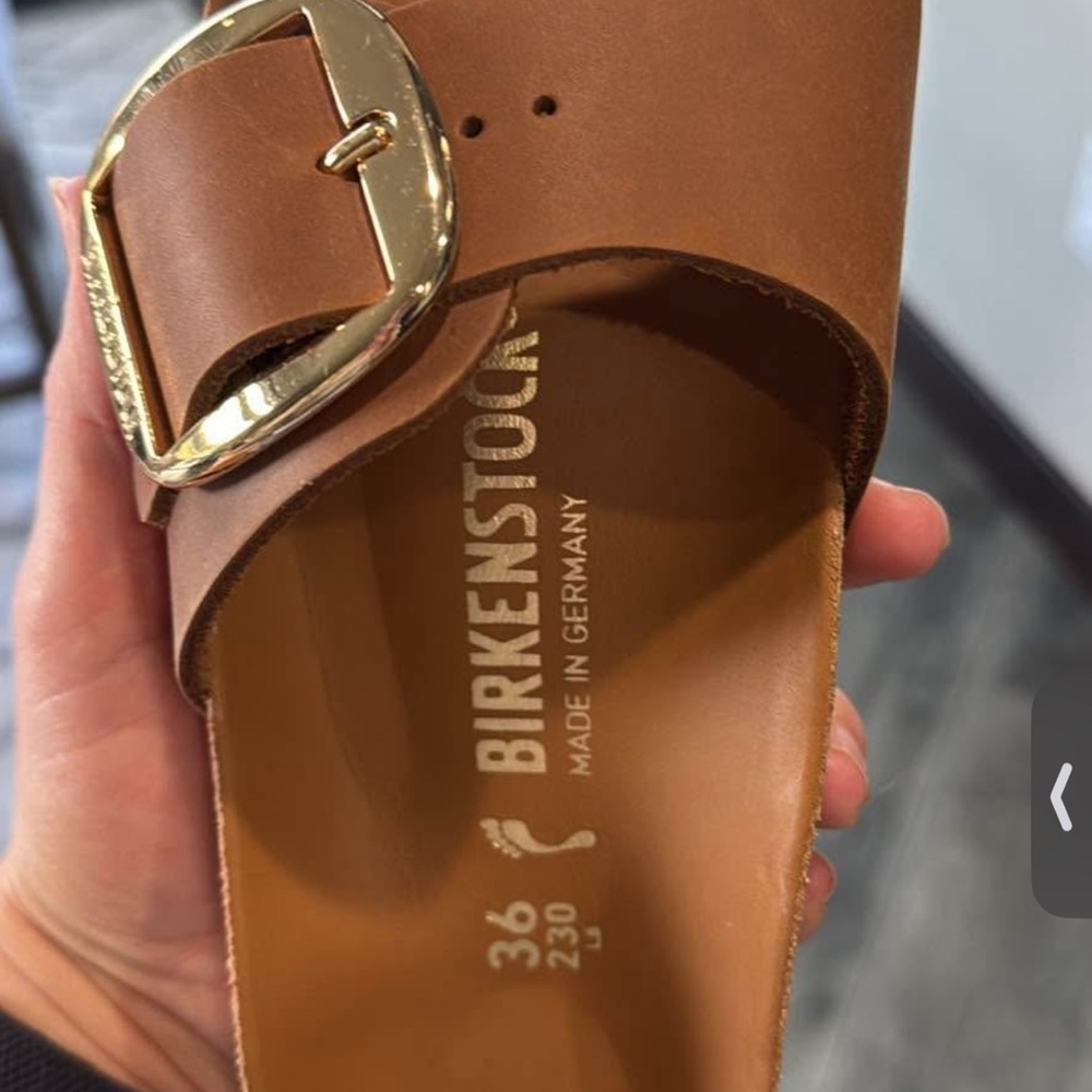 Birkenstock Women's Tan Sandals with Gold Buckle